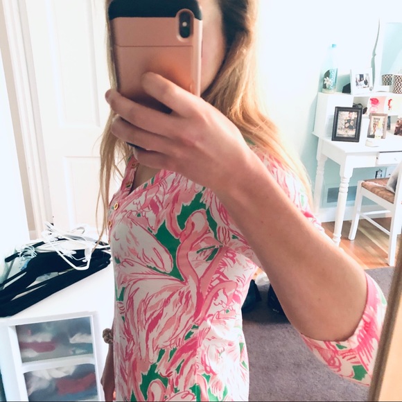 EUC Lilly Pulitzer v neck flamingo Palmetto dress - Picture 7 of 7